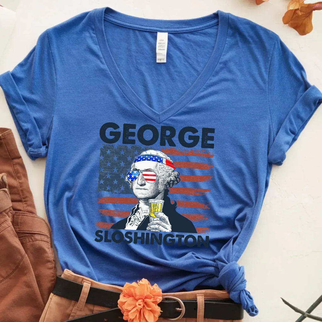 George Sloshington 4th of July Unisex V-Neck T-Shirt