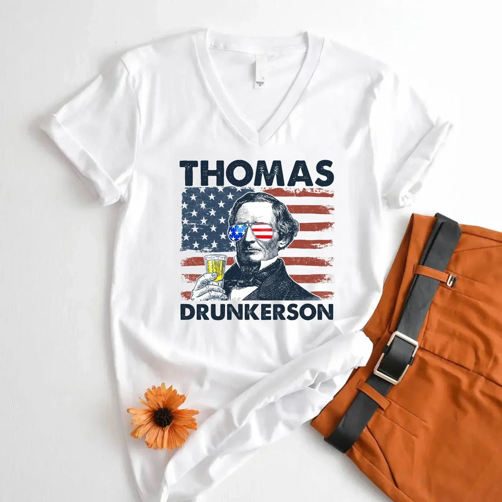 Thomas Drunkerson 4th of July Unisex V-Neck T-Shirt