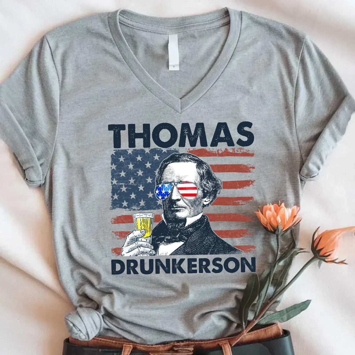Thomas Drunkerson 4th of July Unisex V-Neck T-Shirt