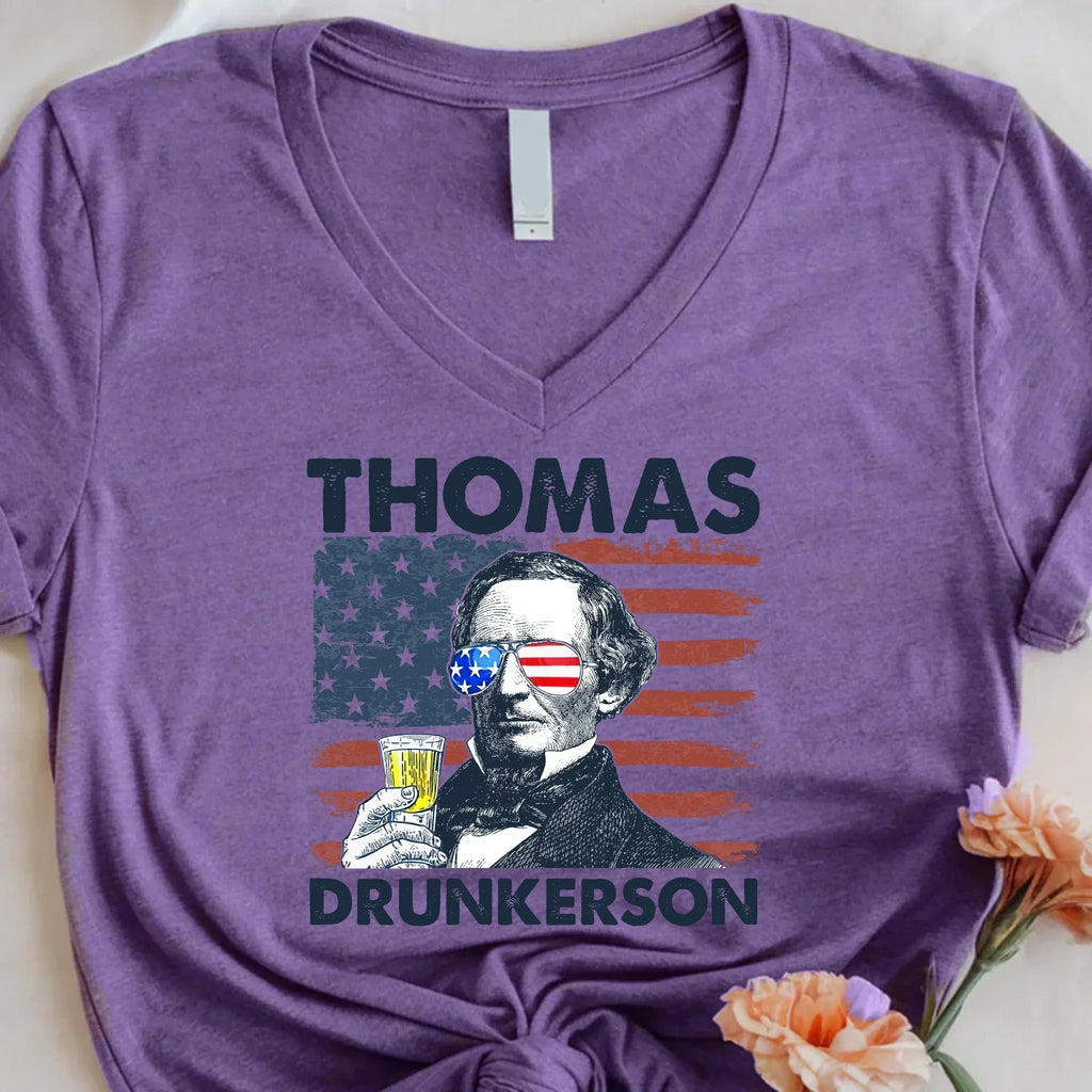 Thomas Drunkerson 4th of July Unisex V-Neck T-Shirt