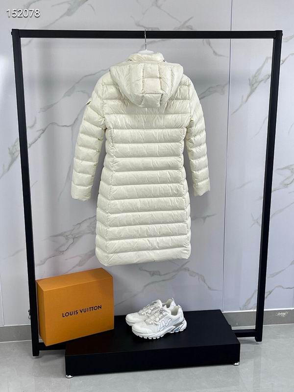 Moncler White Hooded Long Quilted Down Coat