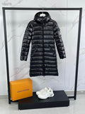 Moncler White Long Down Coat with Detachable Hood