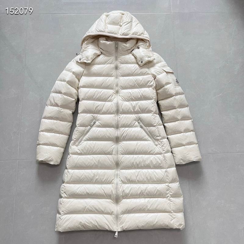 Moncler White Hooded Long Quilted Down Coat