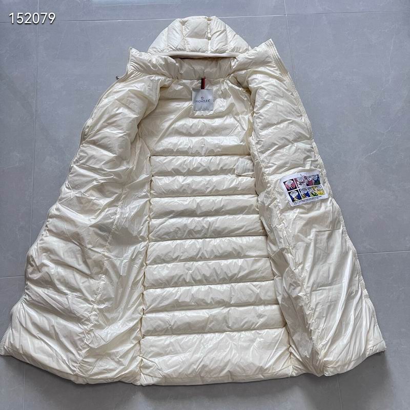 Moncler White Hooded Long Quilted Down Coat