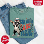 Red White & Feral Raccoon 4th of July Graphic Tee