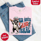 Red White & Feral Raccoon 4th of July Graphic Tee