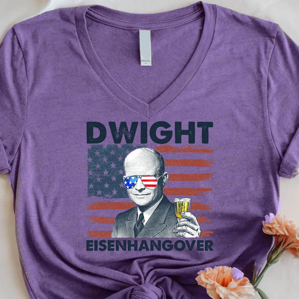Dwight Eisenhangover Vintage V-Neck Patriotic T-Shirt