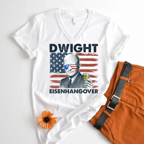Dwight Eisenhangover Vintage V-Neck Patriotic T-Shirt