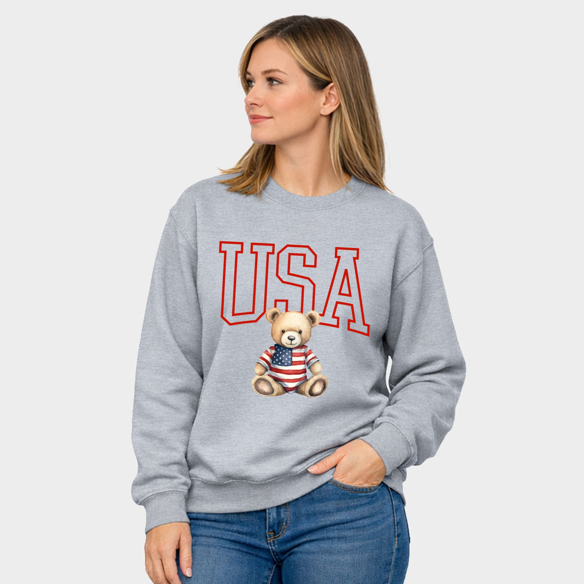 USA Bear Women's Patriotic Graphic Sweatshirt
