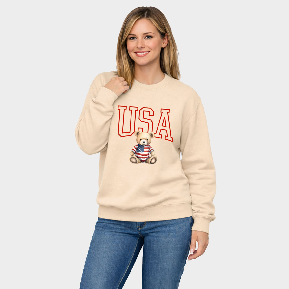 USA Bear Women's Patriotic Graphic Sweatshirt